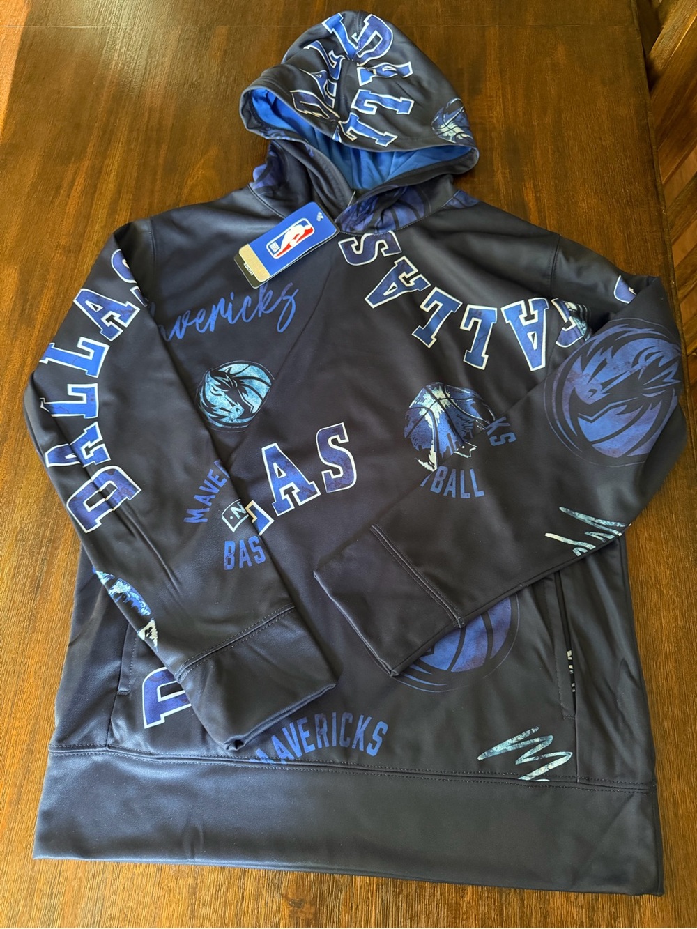 NBA Dallas Mavericks Navy and Royal Blue Crewneck Sweater